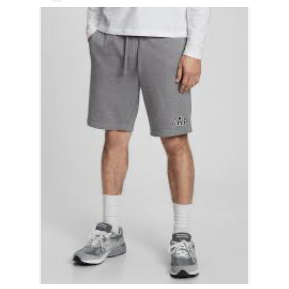 Embroidered Gap Logo Gym Fleece Sweat Shorts Gray Grey Navy Sz‎ Small NWT